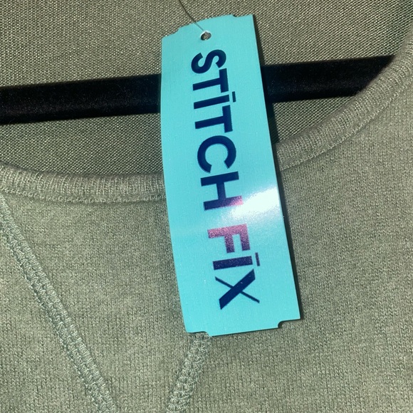 Staccato Olive Crewneck Sweater with Ivory Accents - Picture 3 of 6